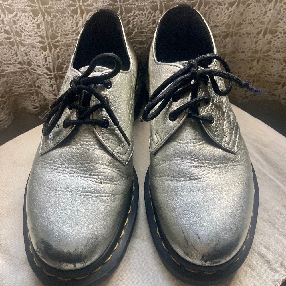 Distressed Silver Dr Martens